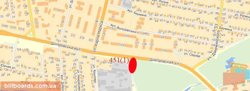 Билборд  в Павлограде Днепровская ул., 129 / Богуна ул. (бывш. Калинина ул.), левая схема