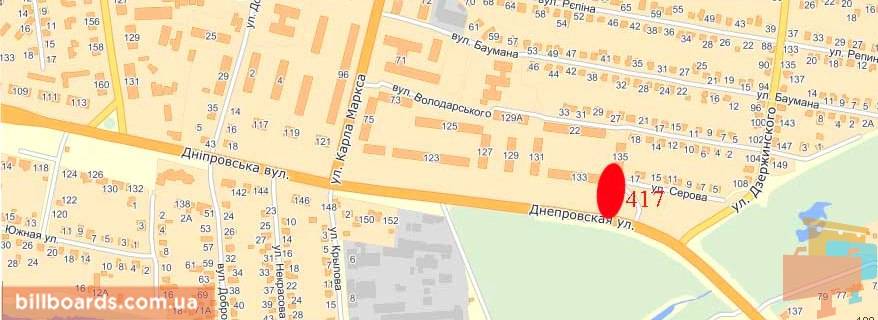 Билборд  в Павлограде Днепровская ул., 133 схема