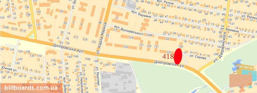 Билборд  в Павлограде Днепровская ул., 133 схема
