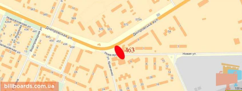 Билборд  в Павлограде Новая ул., 2а, левая схема