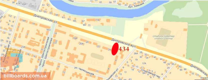 Билборд  в Павлограде Днепровская ул., 24 / Можайская ул. схема