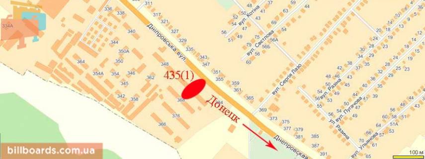 Білборд, Бігборд (Борд)   у Павлограді Днепровская ул., 372 схема