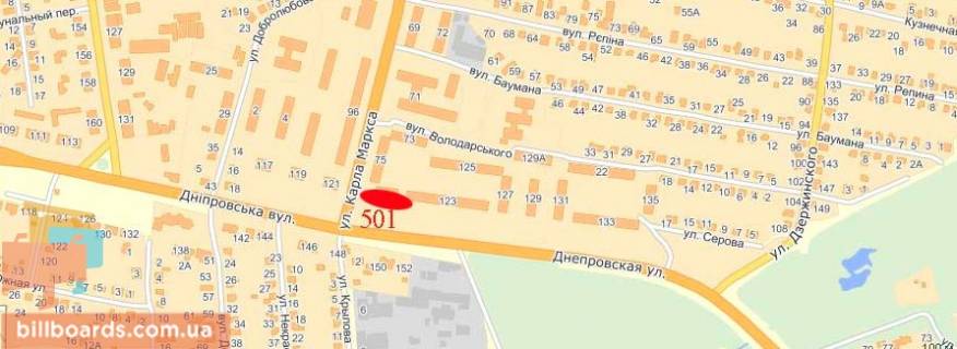 Ситилайт  в Павлограде Центральная ул. (бывш. К.Маркса ул.), 77 / Днепровская ул. схема