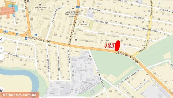 Билборд  в Павлограде Днепровская ул., 129 схема