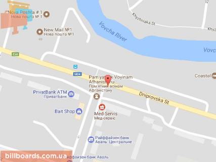 Билборд B в Павлограде, 6х3  вул. Дніпровська - вул. Шахтобудівників схема