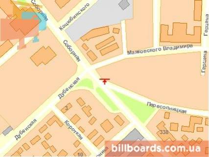 Билборд A в Ровно Соборна вул. - Дубенська вул. схема