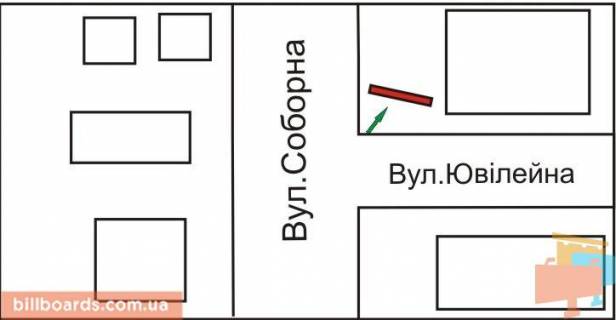 Билборд A в Ровно Соборна вул. - Ювілейна вул. схема