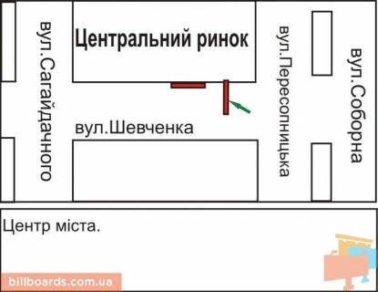 Билборд A в Ровно Шевченка вул. / Пересопницька вул., 76 схема