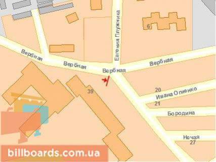 Білборд, Бігборд (Борд)  A у Рівному Вербова вул. / Теліги вул. схема