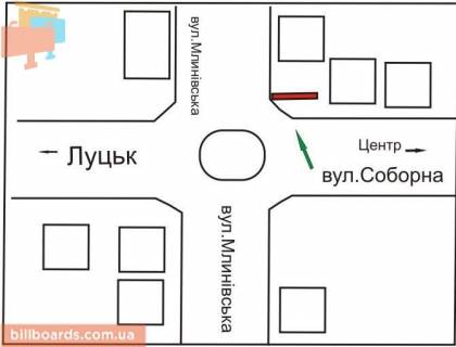 Білборд, Бігборд (Борд)  A у Рівному Соборна вул. / Млинова вул. схема