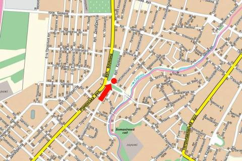 Билборд A в Сумах Роменська вул. / Бандери вул. (кол. Баумана вул.) / 20-річчя Перемоги вул., в центр схема