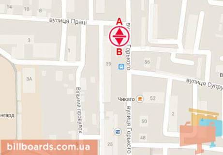 Билборд  в Сумах Горького ул. / Труда ул., возле супермаркета "Экомаркет" схема