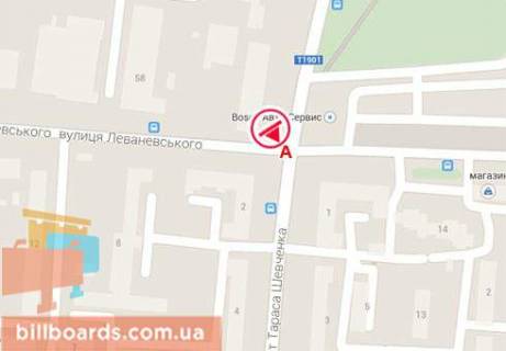 Білборд, Бігборд (Борд)   у Сумах Шевченко пр. / Леваневского ул., возле рынка "Привокзальный" схема