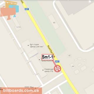 Билборд A в Сумах Курський пр., 147 - Ковпака вул., виїзд з міста схема