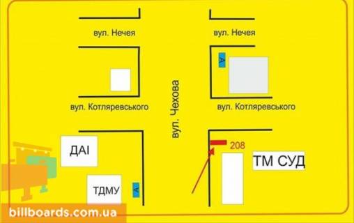 Сiтiлайт A у Тернополі Олени Теліги вул. (Чехова). / Котляревского ул., из центра схема