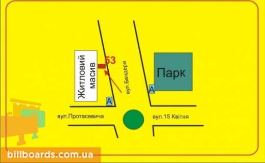 Сiтiлайт B у Тернополі 15-го Апреля ул. / Бандеры ул. / Збаражское кольцо, возле Приватбанка схема