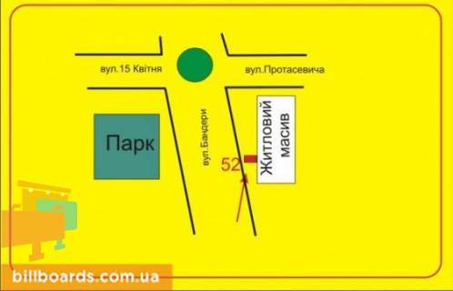 Сiтiлайт A у Тернополі 15-го Апреля ул. / Бандеры ул. / Збаражское кольцо, возле Приватбанка схема