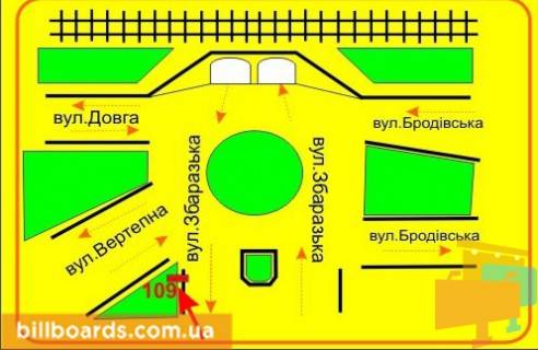 Ситилайт B в Тернополе Збаражская ул., 1 / Галицкая ул., возле остановки схема