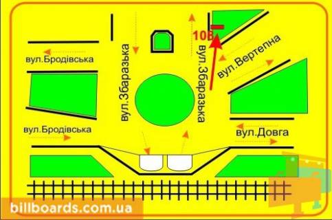 Ситилайт A в Тернополе Збаражская ул., 1 / Галицкая ул., возле остановки схема