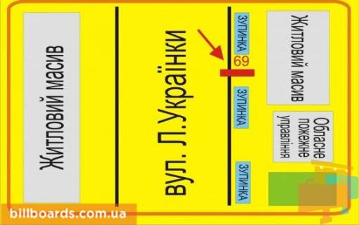 Ситилайт B в Тернополе Украинки ул., 16, возле остановки схема