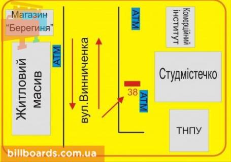 Ситилайт A в Тернополе Винниченко ул., 4, напротив супермаркета "АТБ" схема