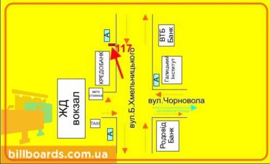 Ситилайт B в Тернополе Хмельницкого ул., 14, возле Кредобанка схема