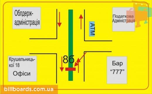 Ситилайт B в Тернополе Крушельницкой ул., 33, разделитель схема