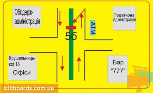 Ситилайт B в Тернополе Крушельницкой ул., 14, возле Укрсиббанка схема