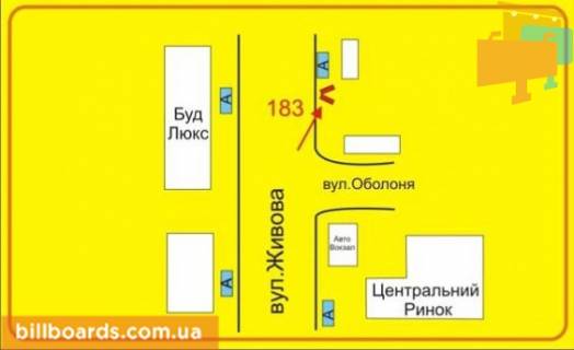 Білборд, Бігборд (Борд)  A у Тернополі Живова ул. / Стадниковой ул., возле остановки схема