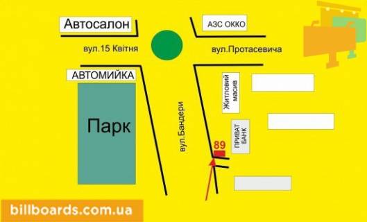 Билборд A в Тернополе Бандеры пр., возле парка Национального возрождения схема