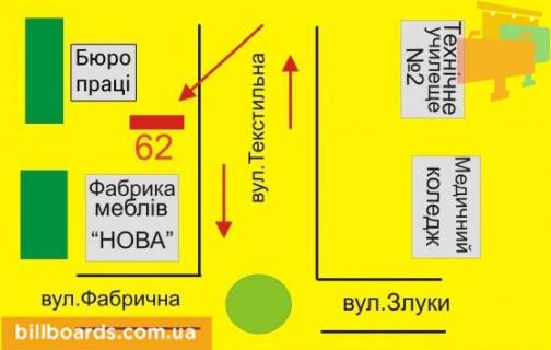 Билборд A в Тернополе Текстильная ул., 6, возле магазина мебели "Нова" схема