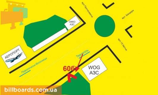 Билборд B в Тернополе Трасса Тернополь-Хмельницкий, возле АЗС "Автотехсервис" схема