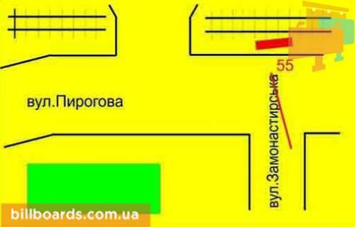 Билборд A в Тернополе Замонастырская ул. / Татарская ул., заезд на Горбатый мост схема