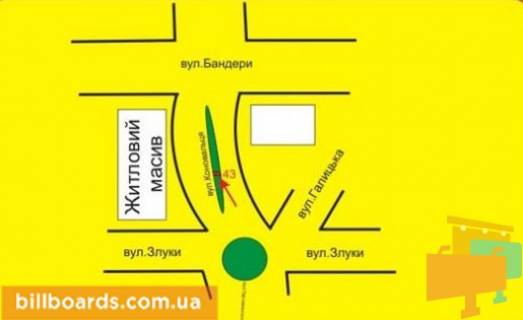 Билборд A в Тернополе Коновальца ул., возле Приватбанка, разделитель схема