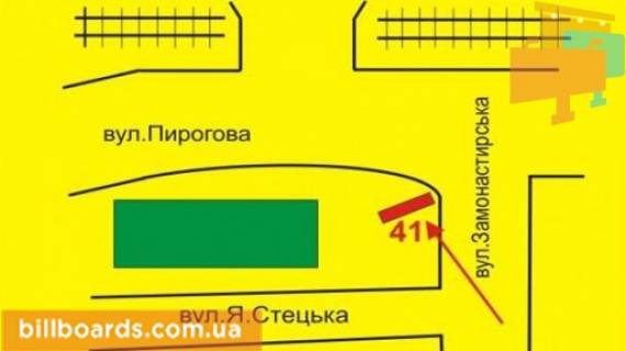 Билборд A в Тернополе Замонастырская ул. / Стецько ул., в центр схема