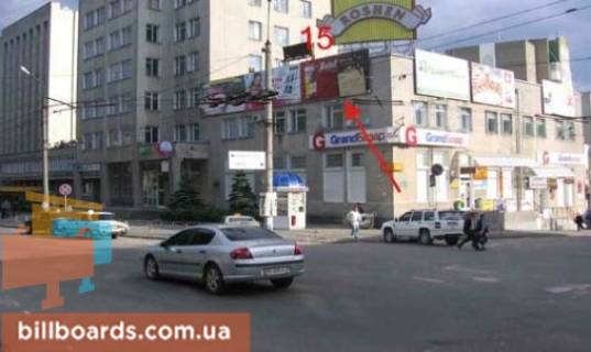 Билборд A в Тернополе Острожского ул., 14 / Шептицкого ул., фасад фото 1