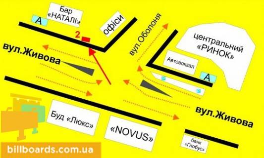 Білборд, Бігборд (Борд)  A у Тернополі Живова ул. / Микулинецкая ул., кольцо, из центра схема