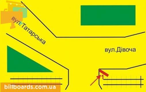 Билборд A в Тернополе Девичья ул. / Татарская ул., съезд с Горбатого моста схема