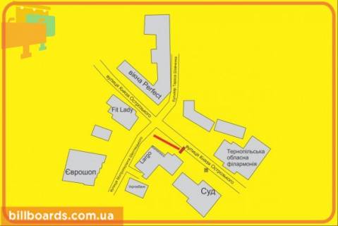 Ситилайт A в Тернополе Острожского ул., 14, возле остановки схема