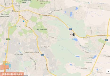 Билборд B в Винниках с. Винники, виїзд до Львова, біля озера схема