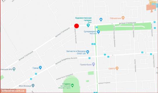 Билборд B в Виннице Стрілецька вул., 30 схема