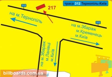 Билборд A в Збараже г. Збараж схема