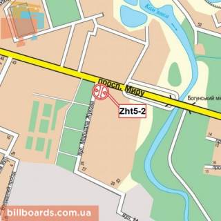 Білборд, Бігборд (Борд)  B у Житомирі Мира пр., 37 схема