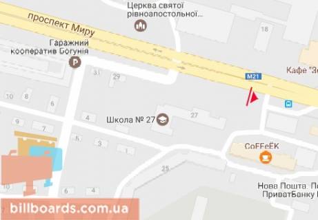 Билборд  в Житомире Мира пр., 27 схема