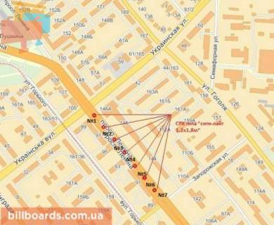 Ситилайт Р/П в Запорожье, 1.8x1.2  вул. Українська — вул. Запорізька схема