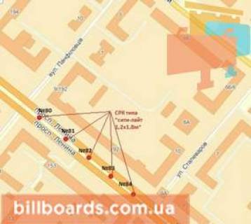 Ситилайт A в Запорожье Соборний пр. (колиш. Леніна пр.) / Гончаренка вул. (колиш. Панфіловців вул.) / Сталеварів вул., роздільник, до вокзалу схема