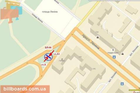 Бэклайт A в Запорожье Соборный пр. (бывш. Ленина пр.) / Запорожская пл. (бывш. Ленина пл.), к плотине схема