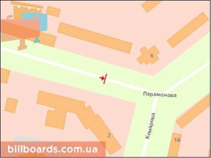 Билборд A в Запорожье Парамонова вул., 10 - Закарпатського Легіону (Комарова) вул. схема