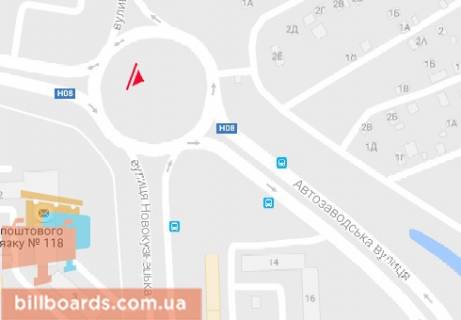 Білборд, Бігборд (Борд)  B у Запоріжжі, 3x6  Автозаводська вул. - Новокузнецька вул. схема