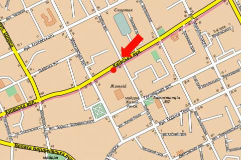 Ситилайт B в Житомире, 1.8x1.2  Київська вул., 56 схема